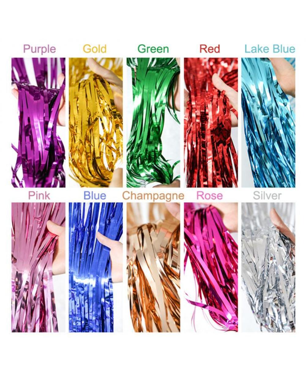 Backdrop Curtains Glitter Gold Tinsel Fringe Foil Curtain Birthday Wedding Decoration front-5