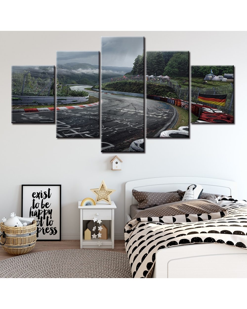 Nurburgring Rally Road Picture Print Scenery 5 Panel Canvas Art Wall Decor front-1