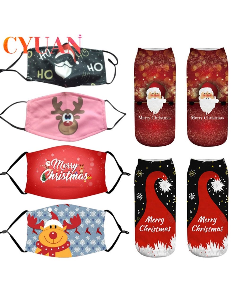 Christmas Gift Socks Face mask 2021 Christmas Decoration For Home Xmas Navidad Natal New Year 2022 front-0