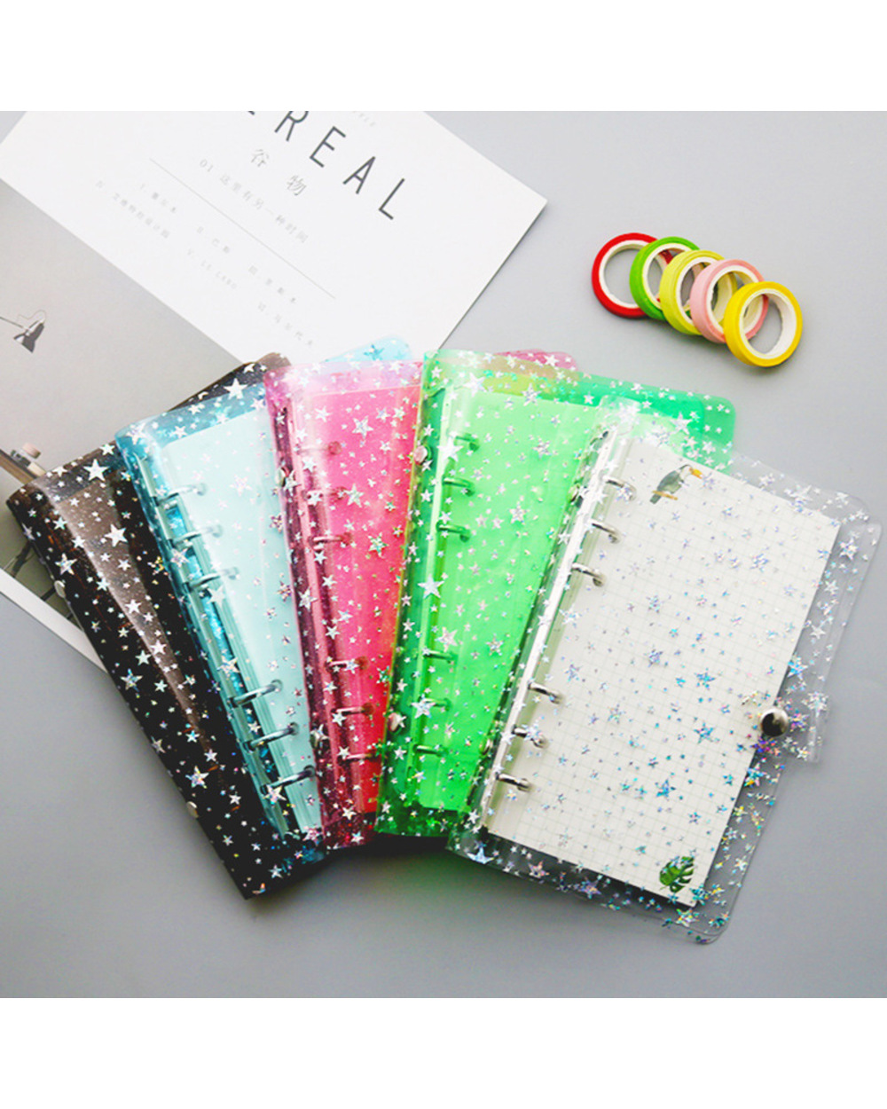 New Creative Gypsophila A6 Binder Pvc Six-Hole Loose-Leaf Shell Hand Book Loose-Leaf Notebook Office Stationery Supplies front-0
