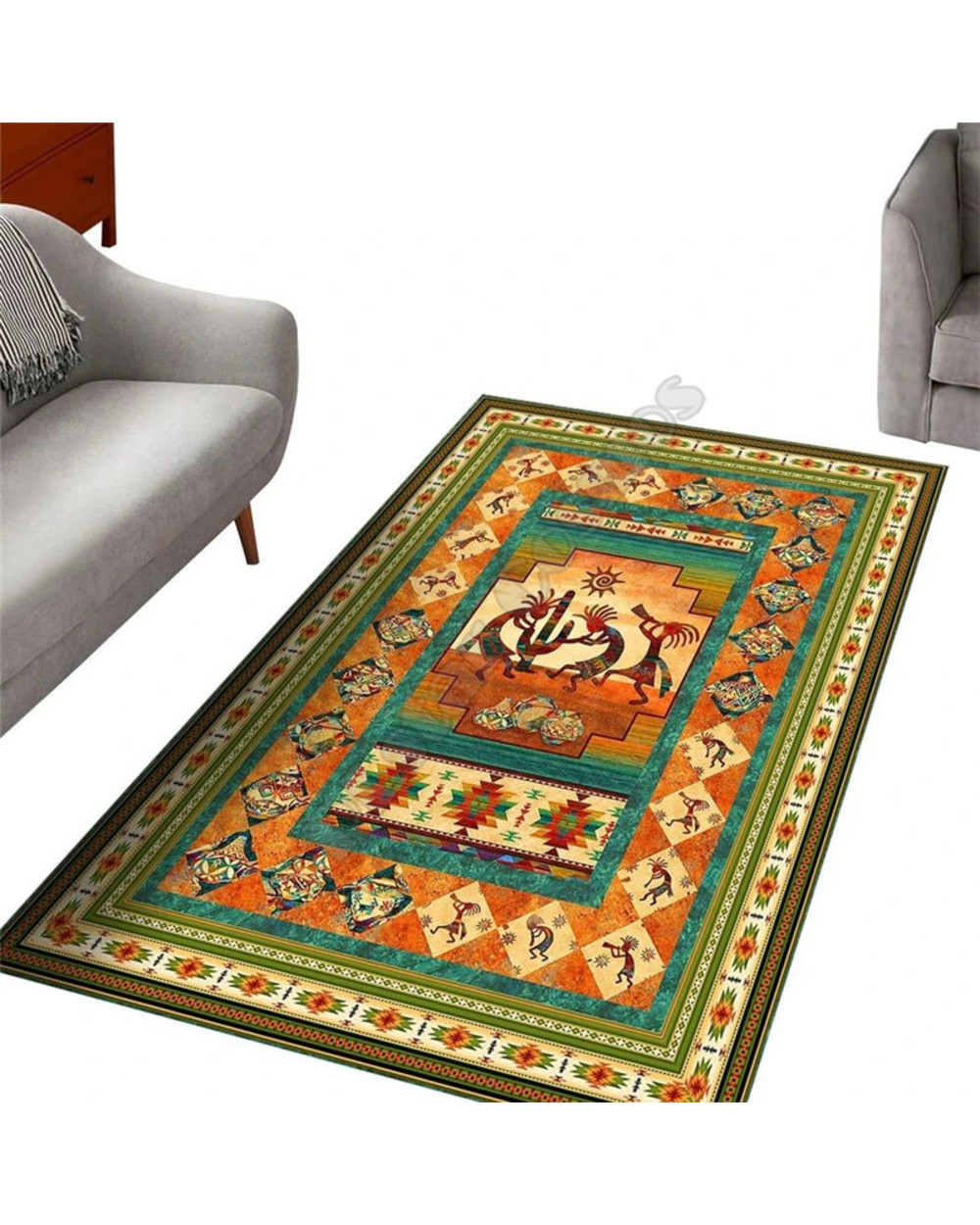 Native Wolf Rug 3D All Over Printed front-1