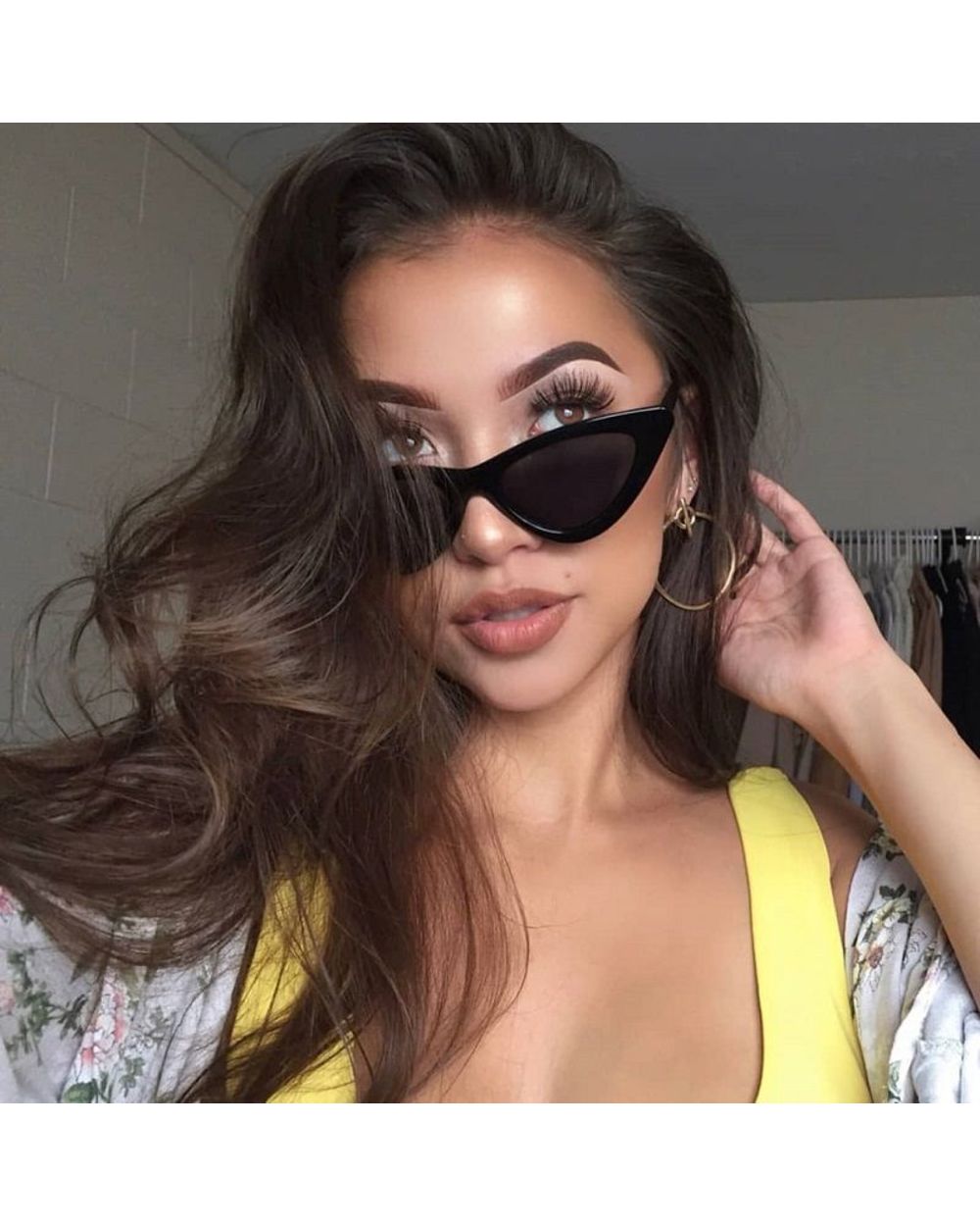 Retro Fashion Eye Sunglasses Vintage Cat Sunglasses Women Triangular Sun Glasses Eyewear Oculos De Sol Uv400 front-2