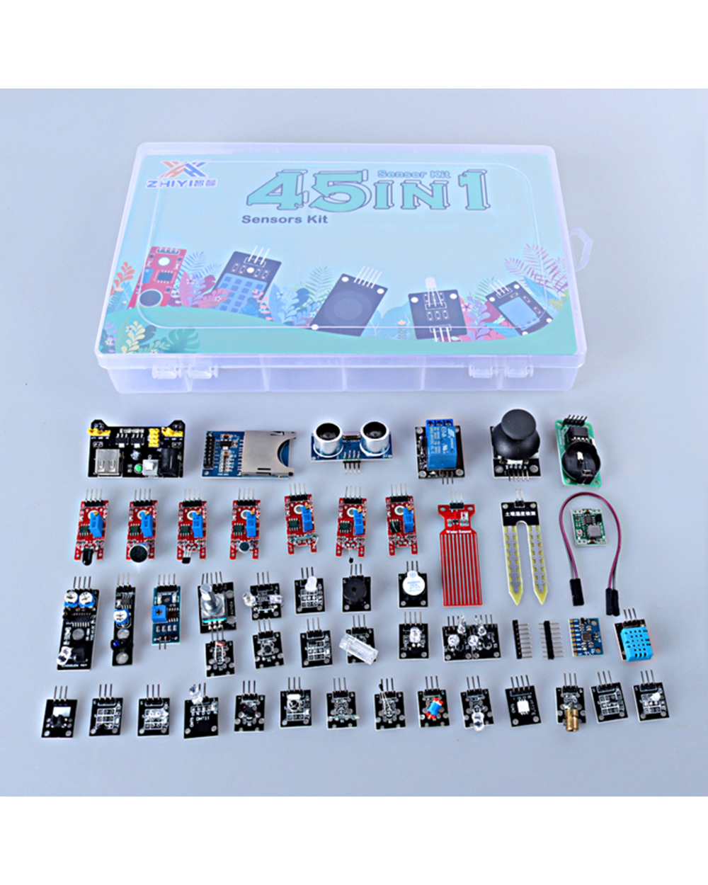 Zhiyitech Electronics Sensor Kit For Arduino Project Diy Building Starter Kit 45Pcs In 1 front-0