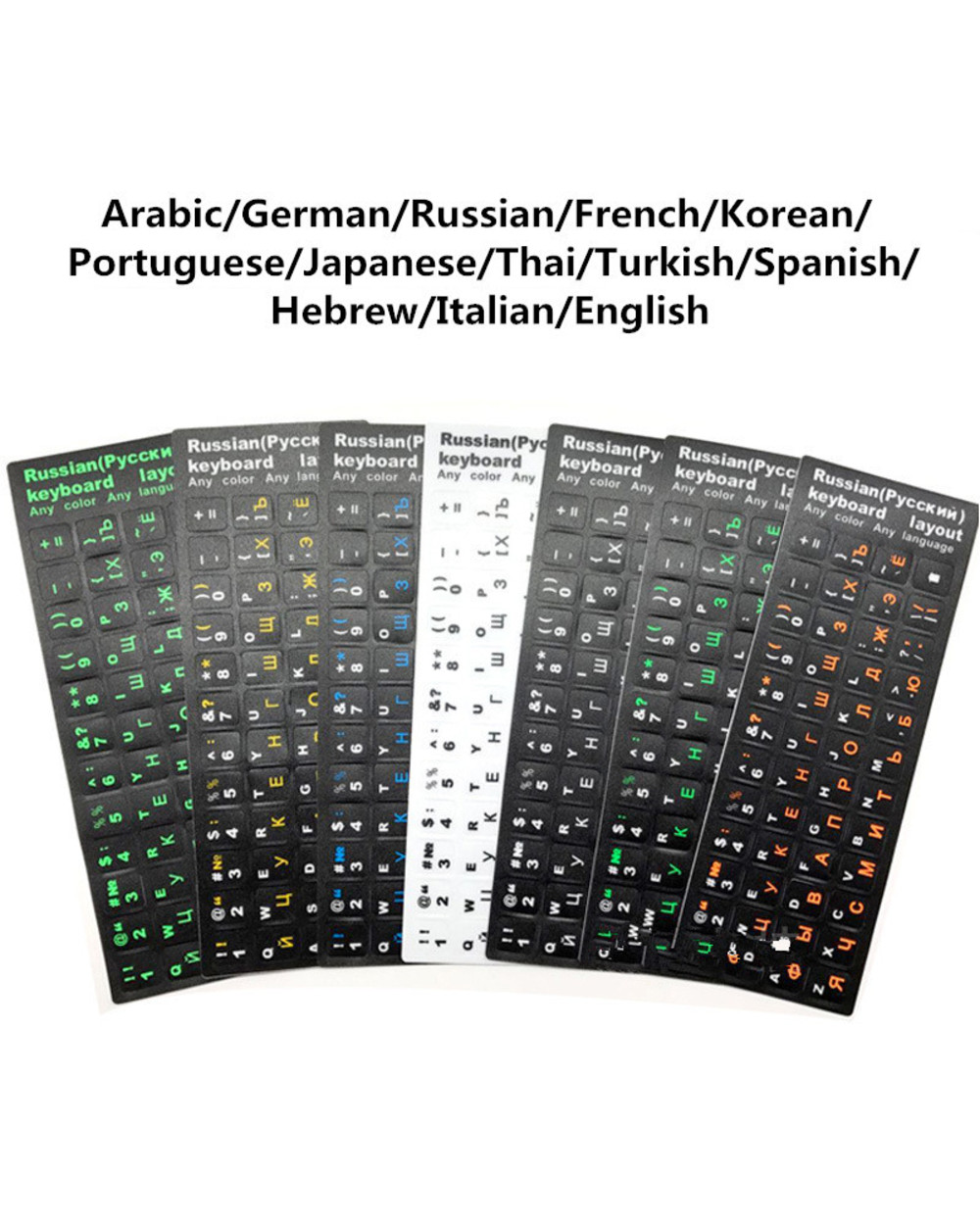 Multi-Lingual Arabic Spanish Keyboard Stickers For Notebook Computer Desktop Keyboard Cover Covers Russia Sticker For L front-0