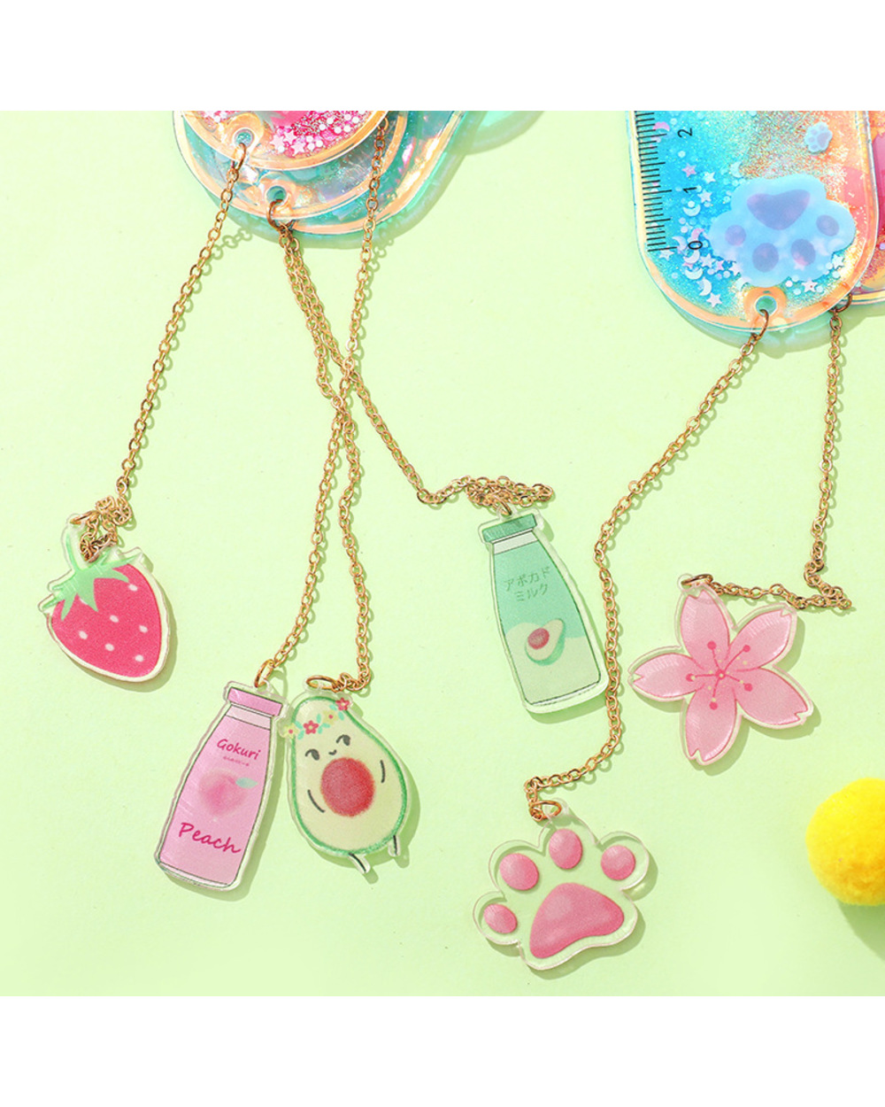 1 Pcs/Lot Oil Flow Sand Bookmark Rulers Kawaii Laser Girl Drawing Template Lace Sewing Ruler Stationery Office School front-2