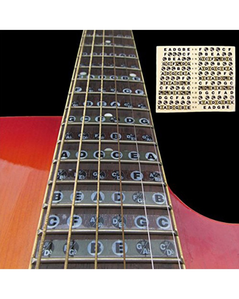Acoustic Electric Guitar Fretboard Fingerboard Note Sticker Map Frets