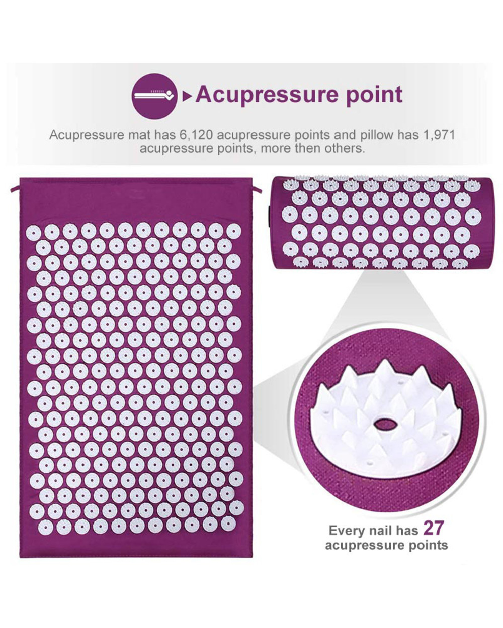 Acupressure Mat Spike Massage Mat And Pillow Relieve Back Relax Muscles Non-Slip Yoga Mats Acupuncture Cushions Applica front-4