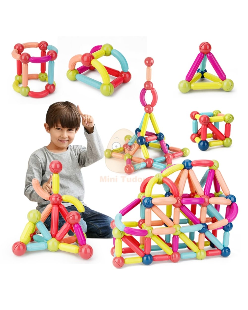 Constructor Block Designer Set Magnet Stick Rod Building Blocks Montessori Educational Toys For Children Boy Girl front-2