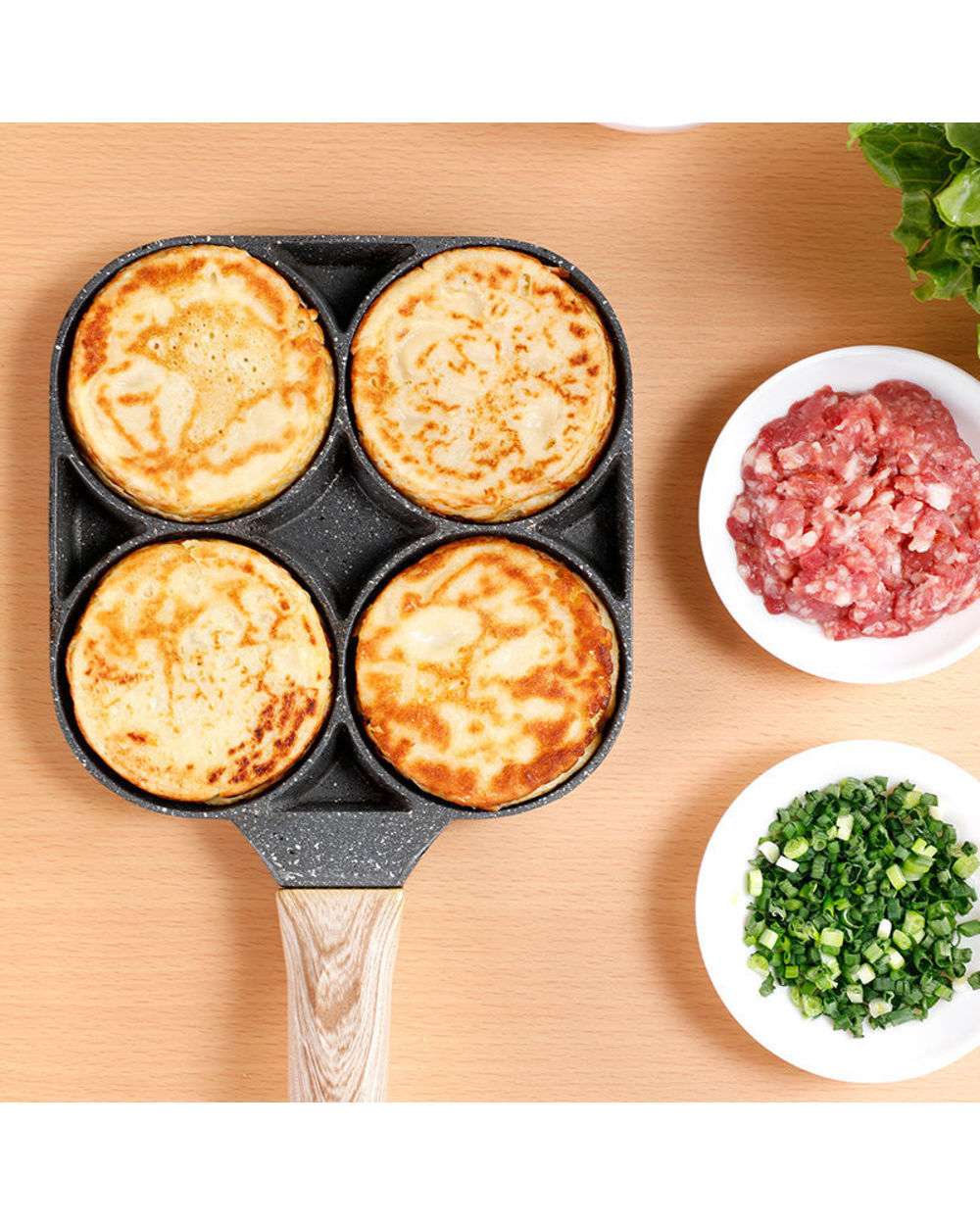 Four-hole Frying Pot Pan Thickened Omelet Pan Non-stick Egg Pancake Steak front-1