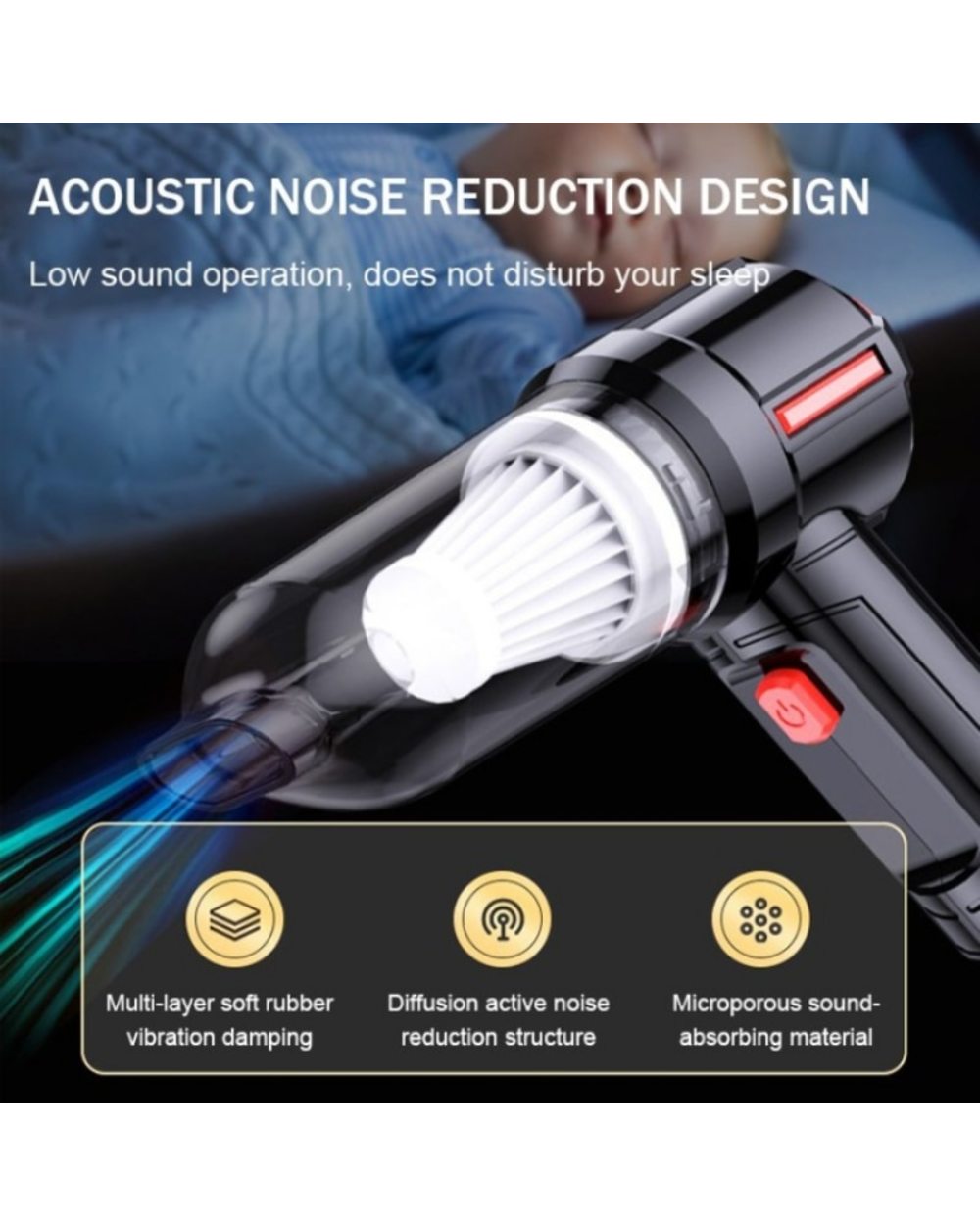 3-In-1 Wireless High Power Vacuum Cleaner Vehicle Mounted Vacuum Cleaner Handheld Dual Purpose Vacuum Cleaner Dust Blow front-4