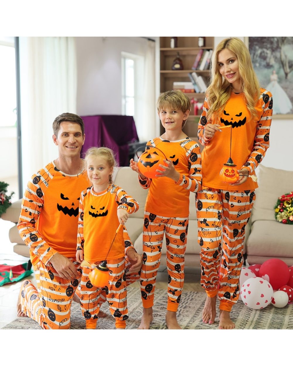 Family Christmas Matching Pajamas Set Mother Father Kids Clothes Family Look Outfit Baby Rompers Halloween Pyjamas front-2