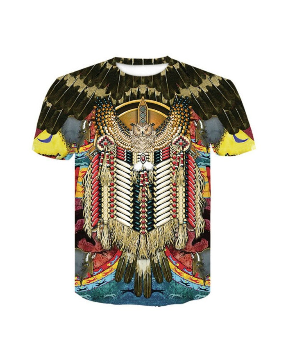 Ordinary casual bohemian style men's t-shirt 3D stretch Indian design couple streetwear t-shirt front-2