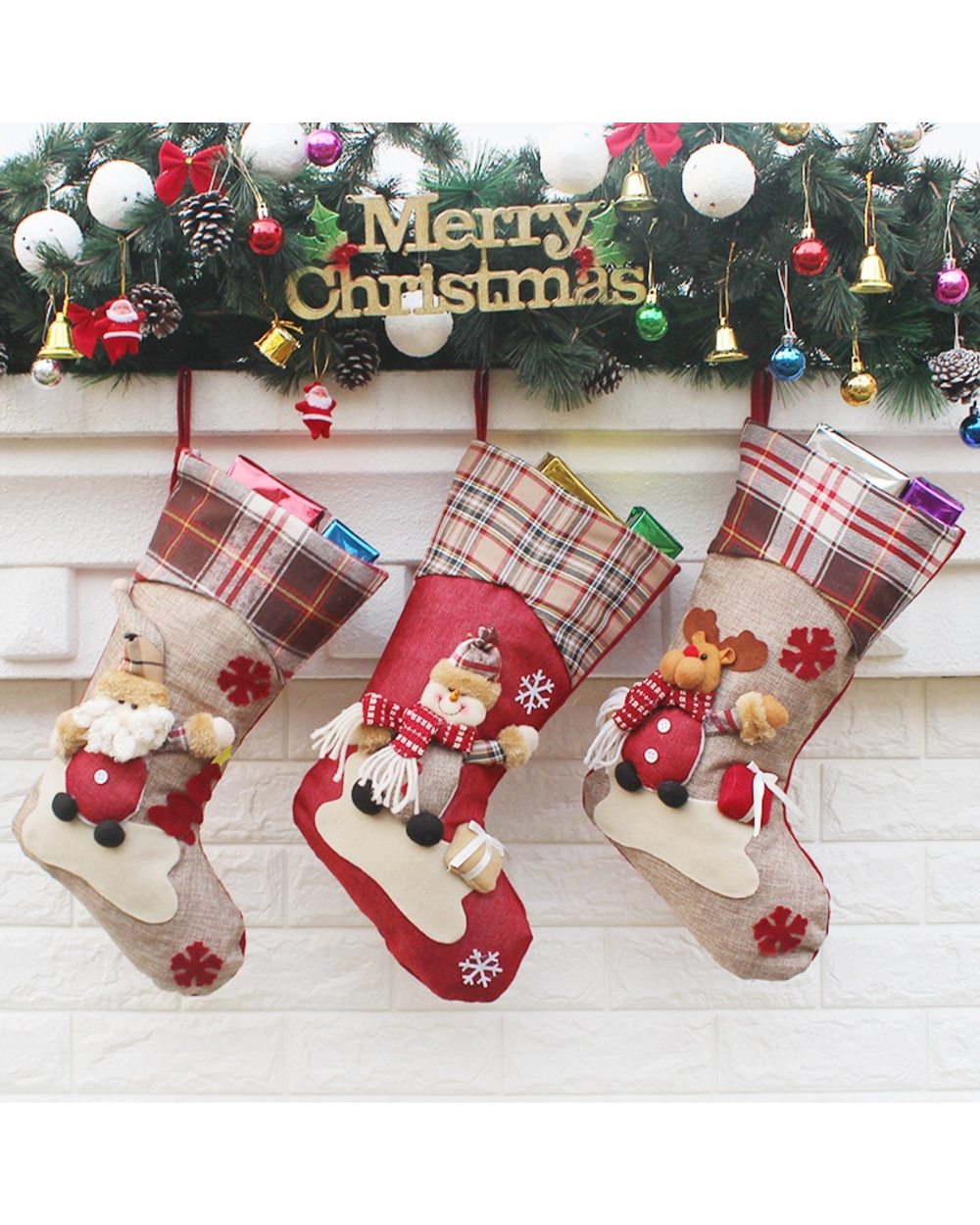 2022 New Santa Elk Christmas Hanging Ornaments Gift Socks For Children Fireplace Tree Christmas Decoration Supplies front-0