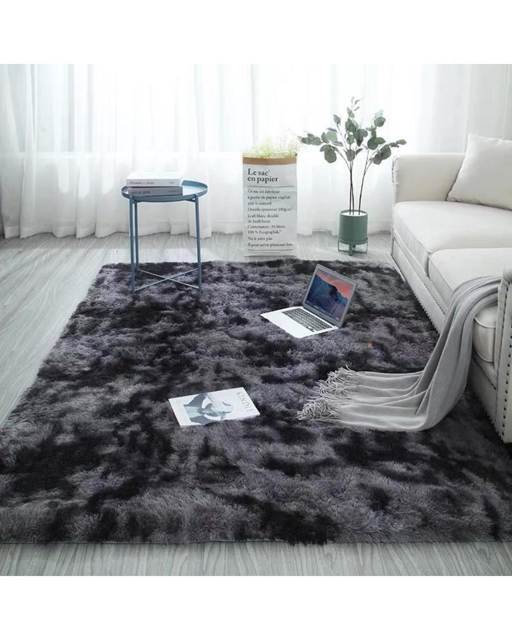 38Nordic Fashion Fluffy Non-Slip Mixed Dyed Carpet Living Room / Bedroom Center Carpet Black Gray Pink Sky Blue 9 Colors front-0