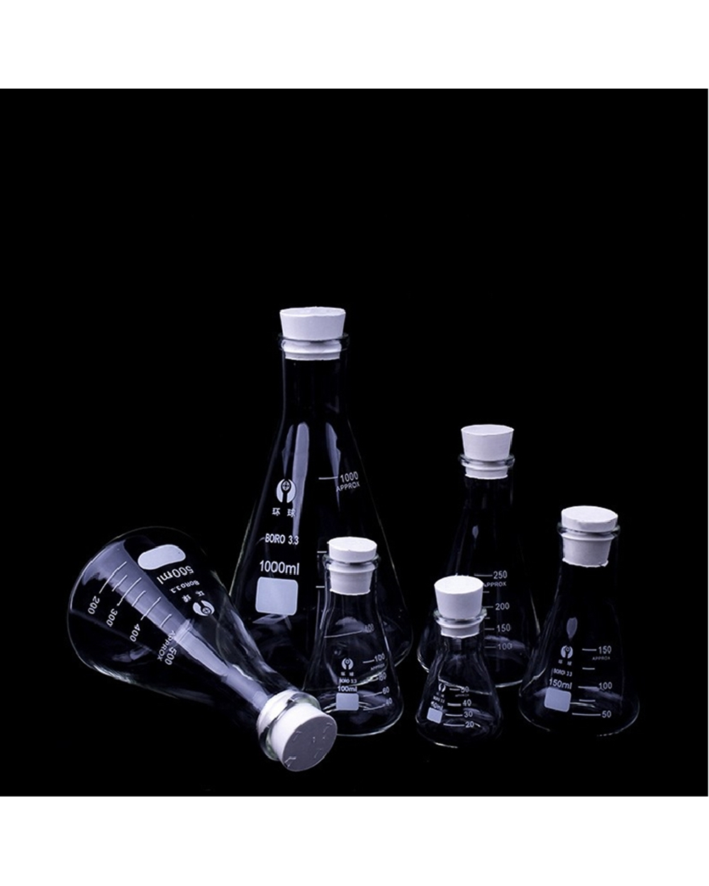 1 Pc Thicken 50Ml-1000Ml Erlenmeyer Borosilicate Glass Flask Narrow Neck Conical Triangular Flasks Laboratory Chemical front-2