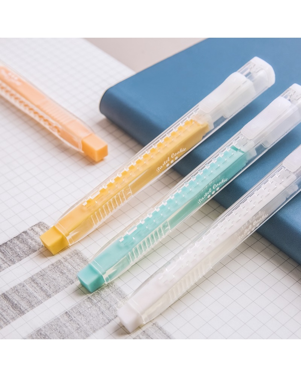Kokuyo Pencil Eraser Pastel Cookie Series Color Stick Erasers Pen Replenishable Refill Japanese Stationery Office Schoo front-1