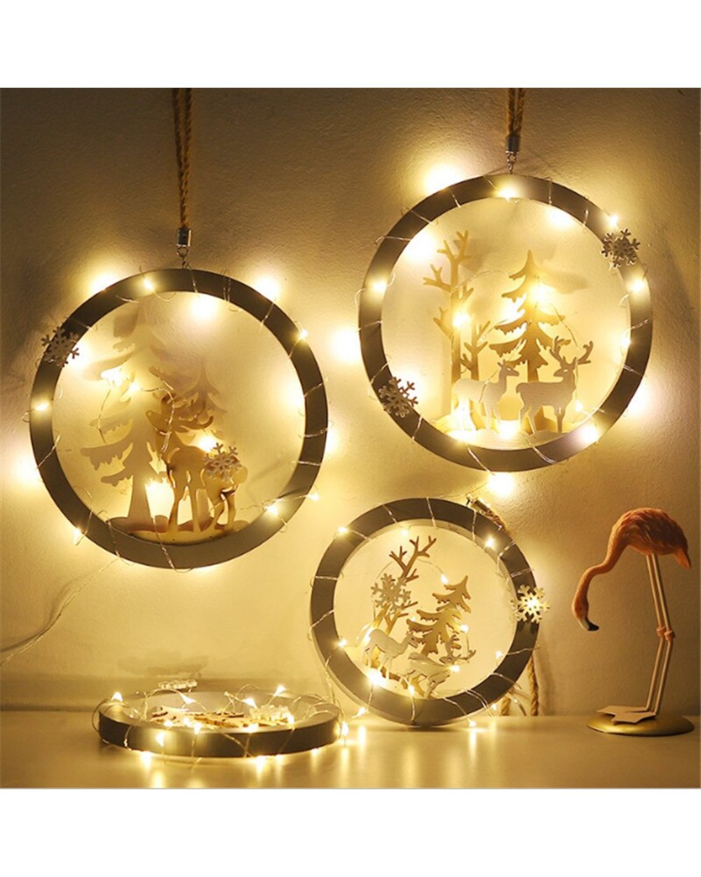 Christmas Ornaments Wooden Round Elk Pendant Christmas Decoration Hanging Christmas Tree Decor Pendant 2022 New Year front-1