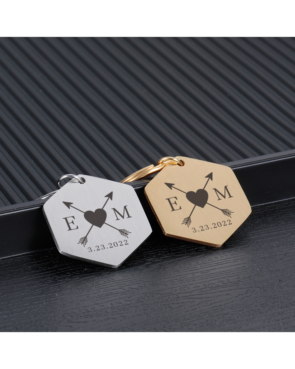 Customized Name Couples Keychain Romantic Lover Couple Stainless Steel Keyring front-4