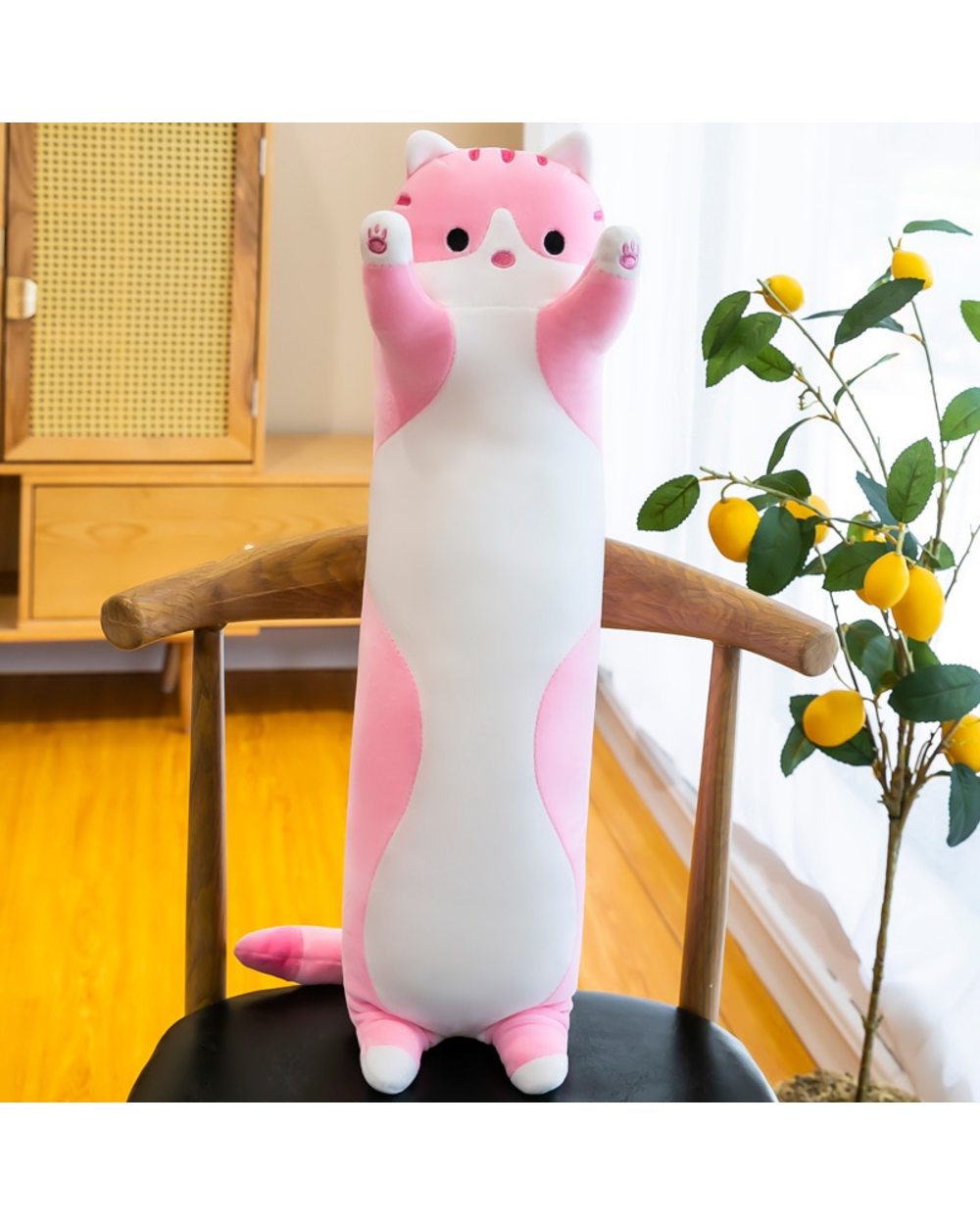 Mainecoon cat plush long pillow soft sleep toy kawaii large animals stuffed toys for girls birthday gift front-3