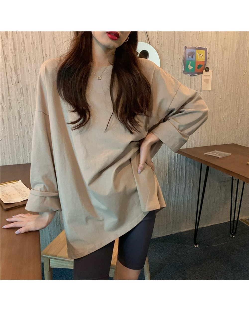 Autumn Trend T-Shirts Oversized Solid Bottoming Long Sleeve Wild Korean Minimalist Style Tops front-2