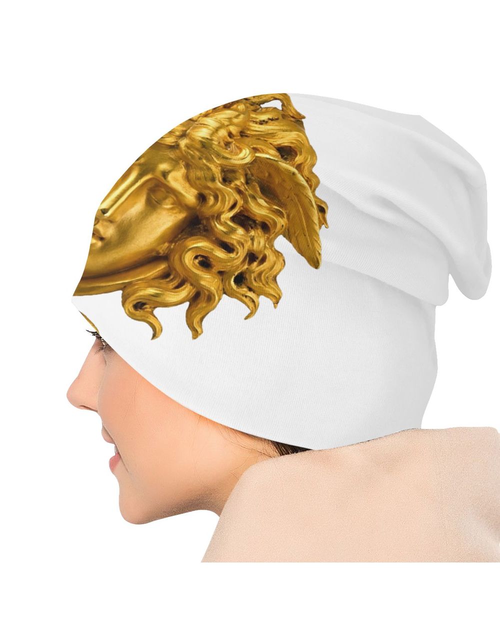 Greek Mythology Halloween Snake Hair Medusa Head Print Slouchy Beanie Hat Men Women Knit Skullies Beanies Caps For Outd front-4