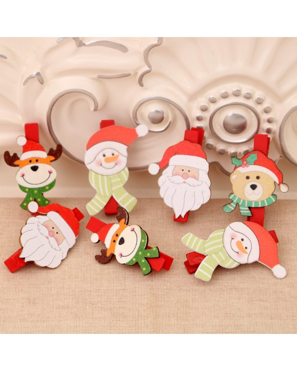 6pcs Christmas Santa Claus Snowman Elk Wooden Clips Photo Wall Clip DIY Xmas Ornaments Home Decorations Kids Gift Natal front-4
