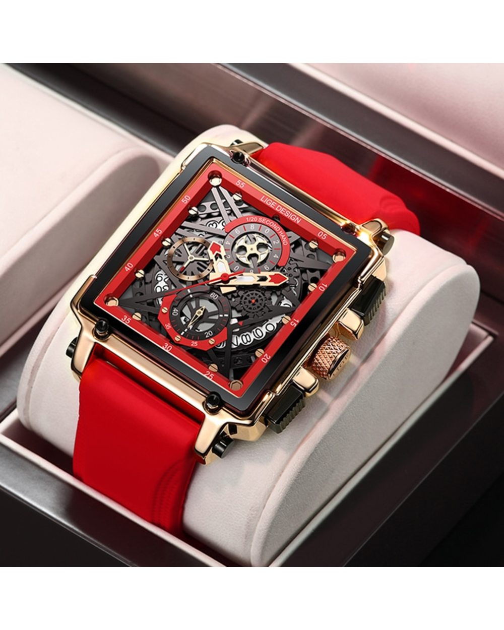Watches Top Brand Luxury Hollow Square Sport Watch Fashion Silicone Strap Waterproof Quartz WristWatch front-0
