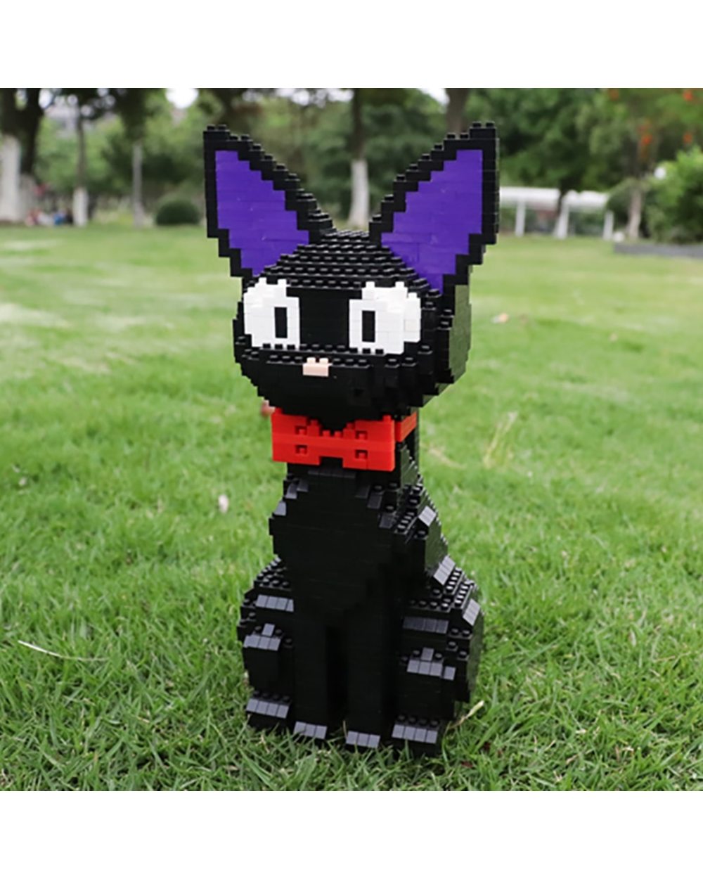 Animal World JiJi Black Cat Sit Pet Bow 3D Model DIY Mini Diamond Blocks Bricks Building Toy for Children no Box front-4
