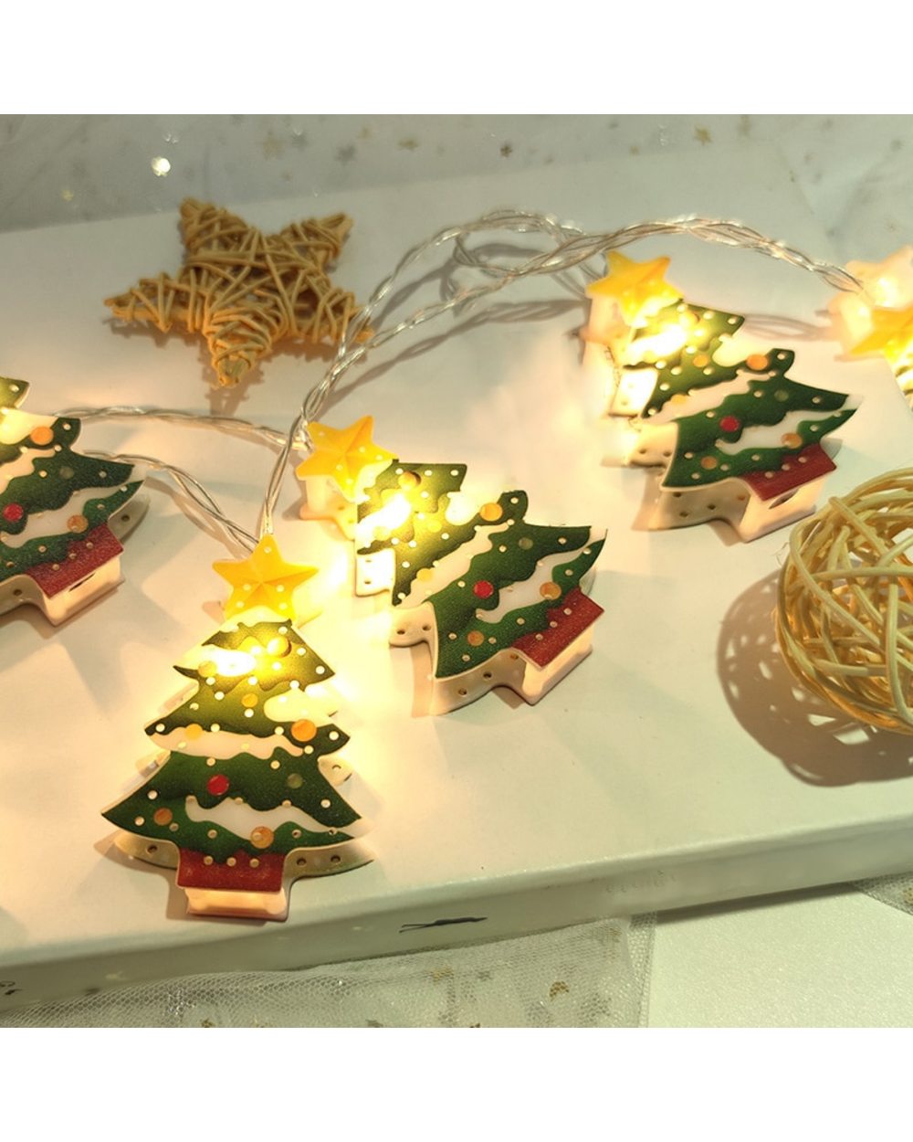 Santa Claus Xmas Tree LED String Lights Garland Snowflakes Elk Christmas Decoration for Home Fairy Light New Year Decor front-2