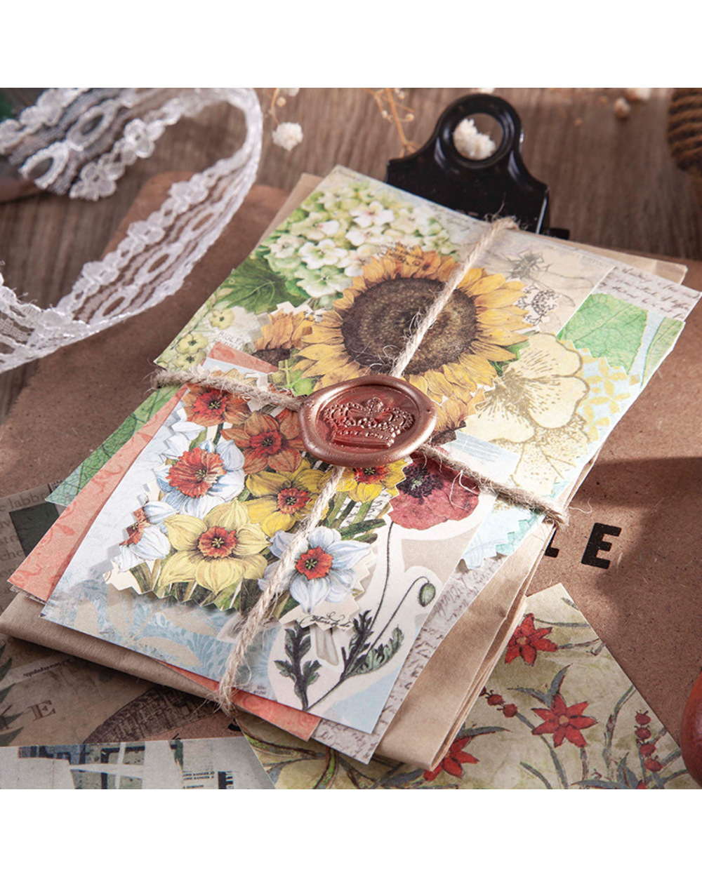 30 Sheets Writable Retro Birds Flowers Leaves Plants Scrapbooking Material Paper For Diy Arts Crafts Album Decoration J front-3