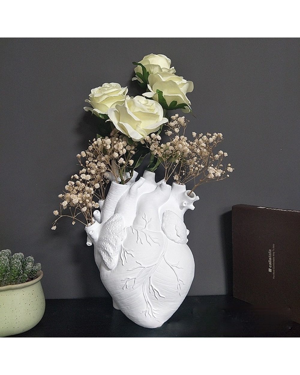 Heart Shape Flower Vase Resin Vase Dried Flower Container Vases Pots Body Sculpture Desktop Flower Pot Home Decoration front-4