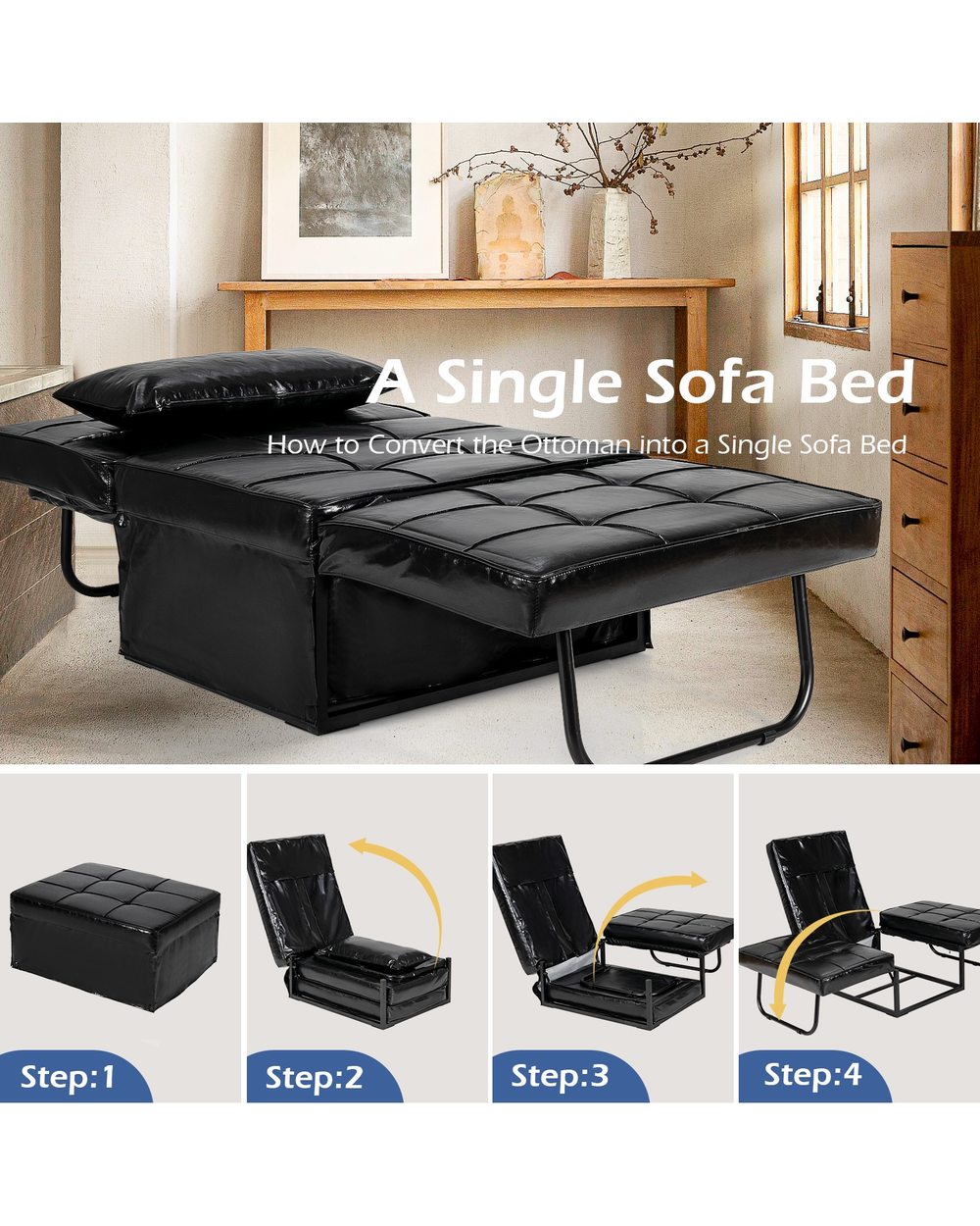 Folding Sofa Bed 4 in 1 Multi-Function Convertible Sleeper front-2