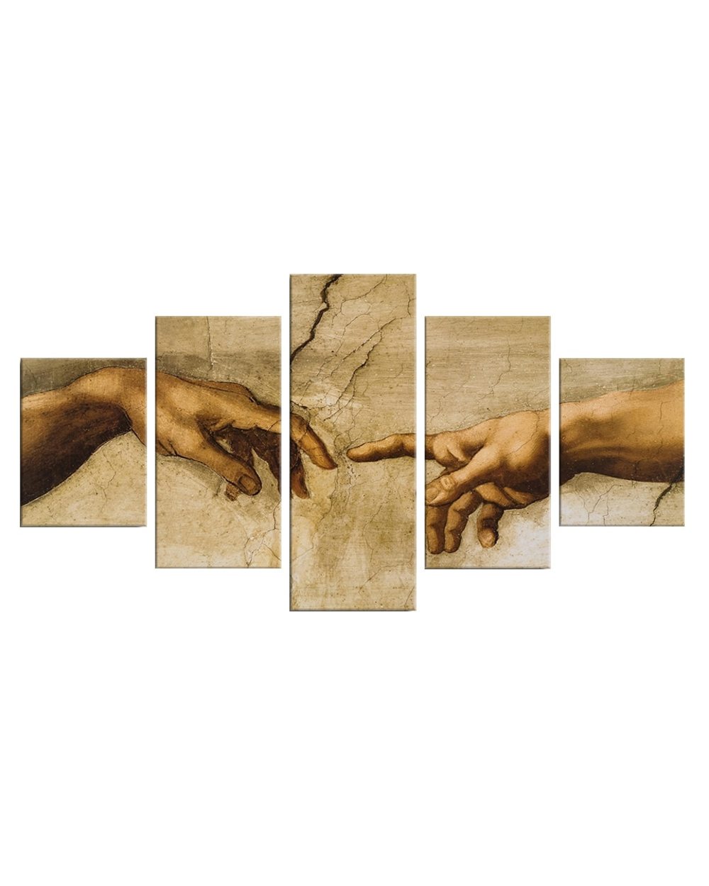 Creation Of Adam Hand Of God Paintings Picture Print Religion 5 Panel Canvas Art Wall Decor front-2