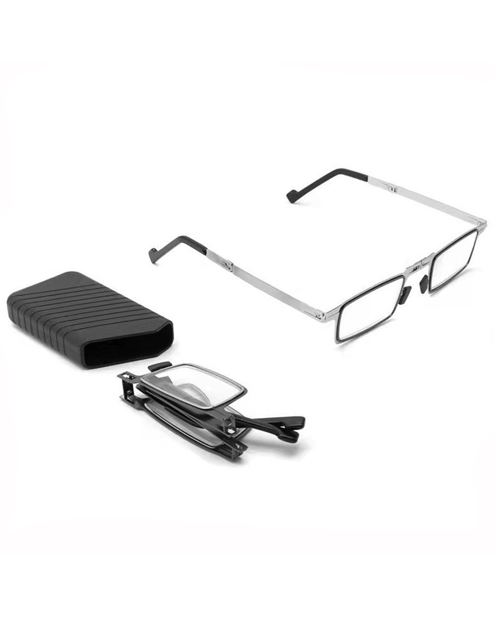 Anti Blue Light Folding Reading Glasses Men Metal Round Square Eyewear Presbyopia Eyeglasses Diopter +1.0 To +4.0 With front-5