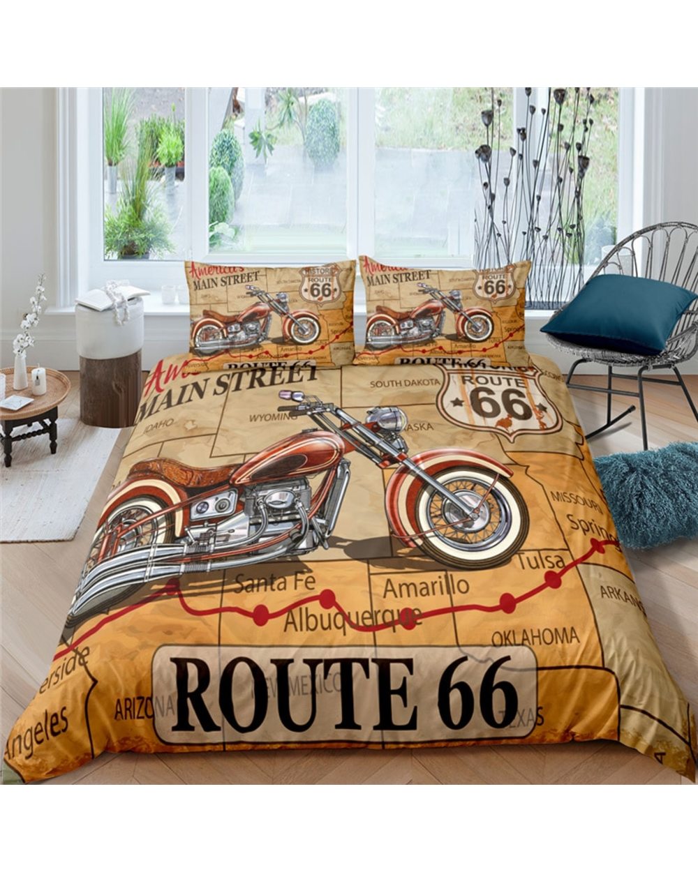 Bedding Set Luxury 3D Retro Motorcycle front-0