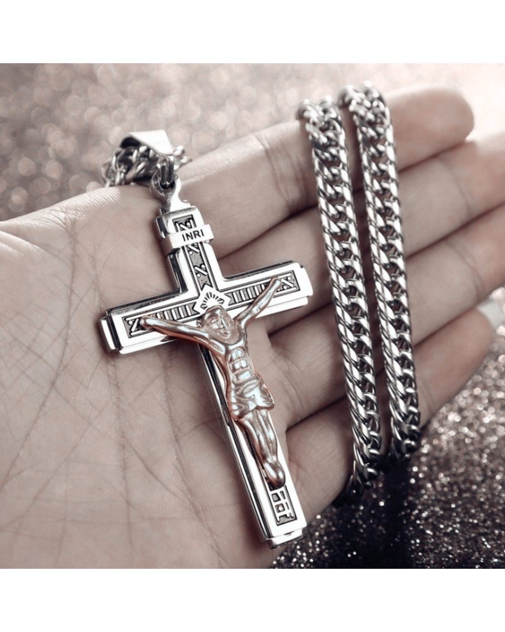 Jesus Cross Necklace For Men front-0