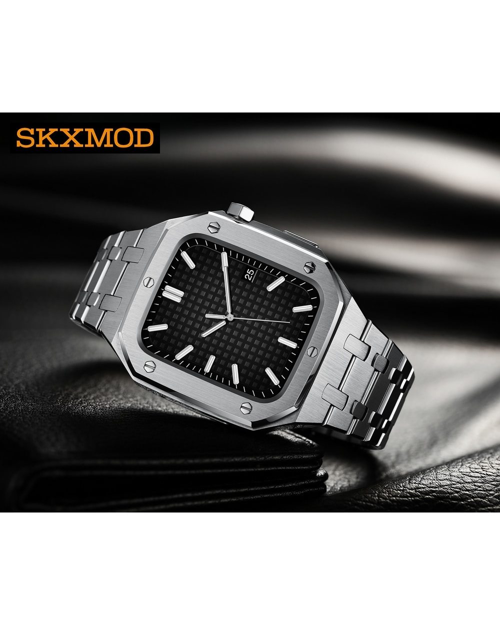 Latest Stainless Steel for Apple Watch Band 7 44mm 45mm Noble Metal for IWatch Series 7 6 Modification kit Bezel SKXMOD front-4