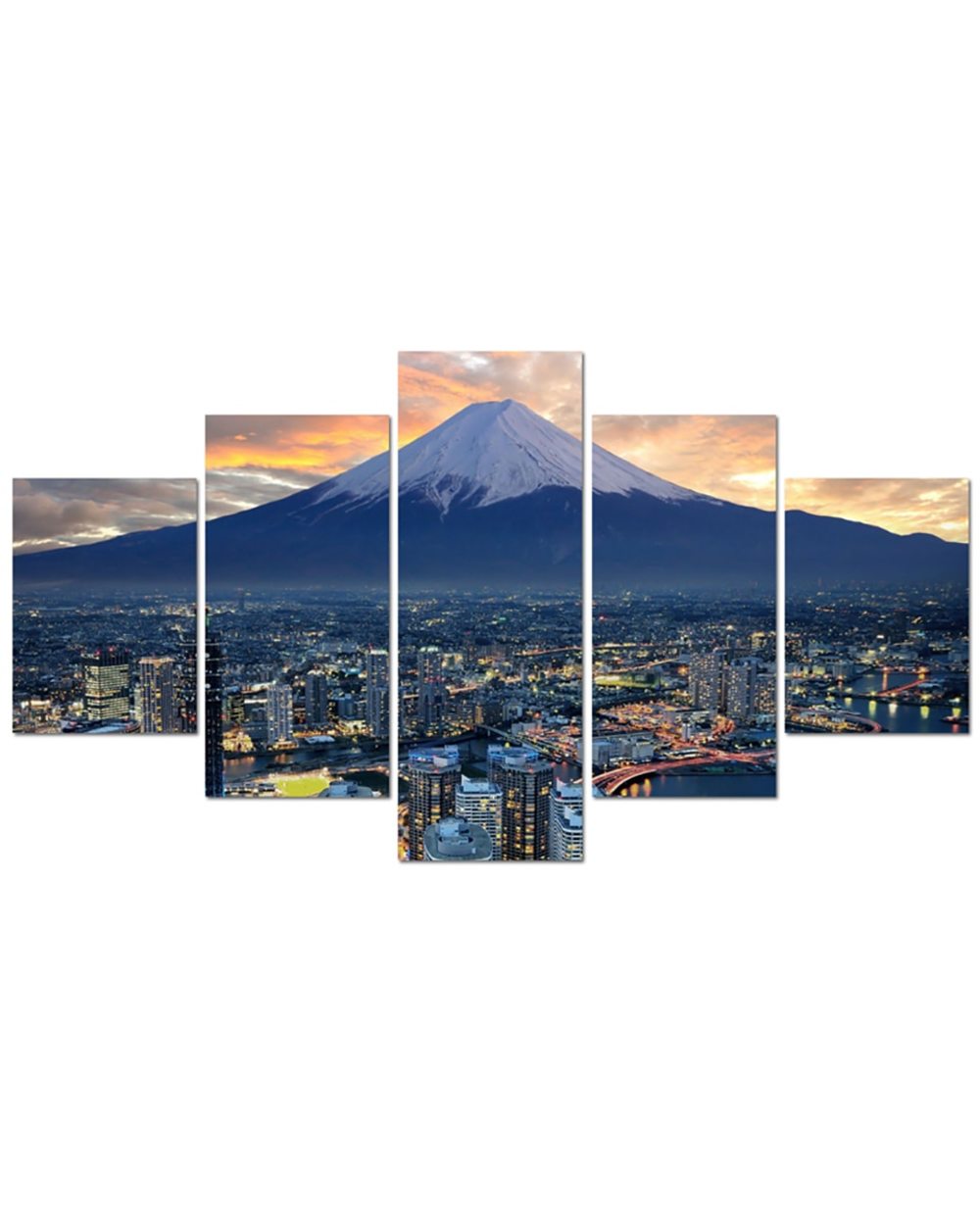 Japan Landscape Mount Fuji Picture Print Scenery 5 Panel Canvas Art Wall Decor front-2