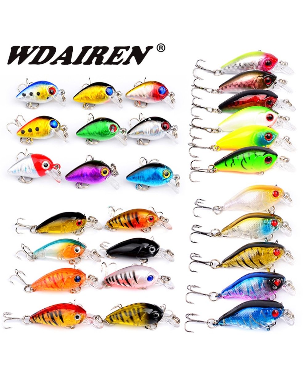 Mixed Colors Fishing Lure Set Minnow Baits Kit front-0