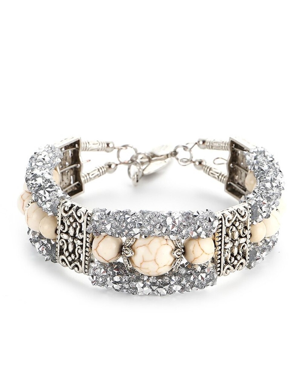 Jewelry Vintage Crystal Blue Stone Beads Handmade Bracelet front-1