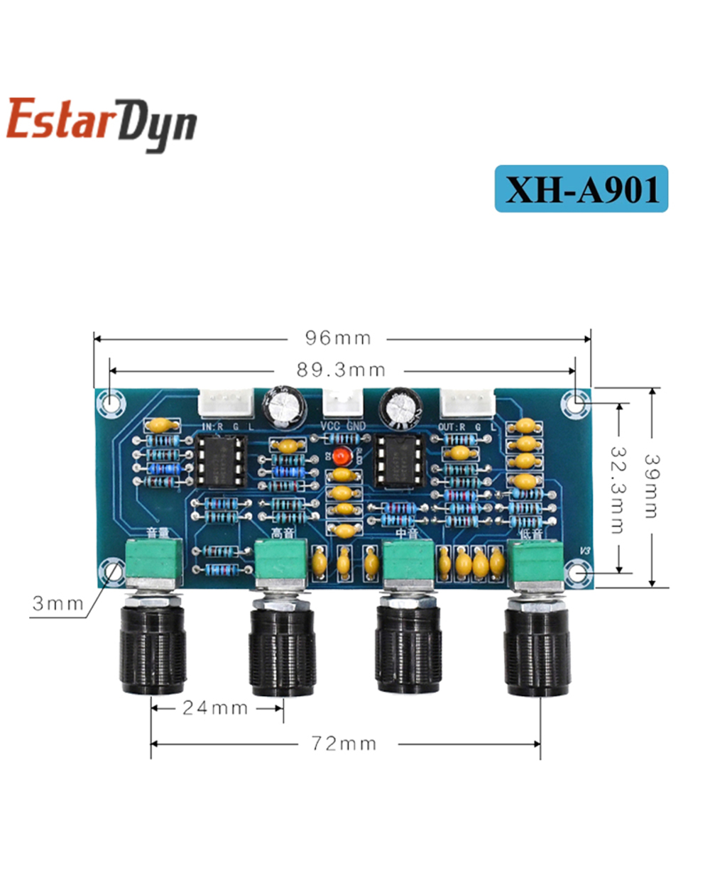 Xh-A901 Ne5532 Tone Board Preamp Pre-Amp With Treble Bass Volume Adjustment Pre-Amplifier Tone Controller For Amplifier front-3