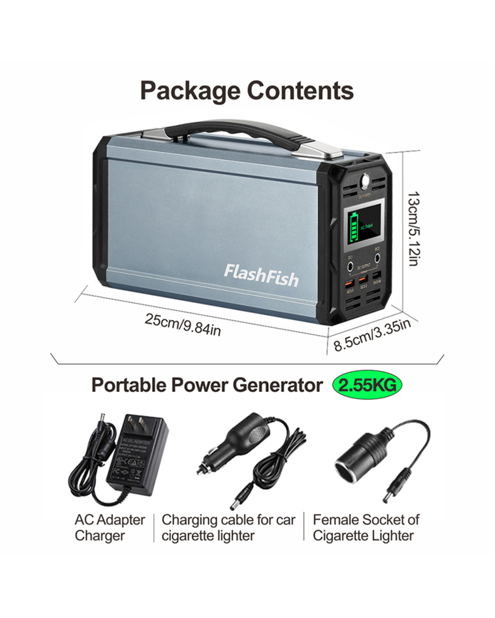 New 110V 300W Solar Generator Flashfish 60000Mah Portable Power Station Cpap Battery Recharged By Solar Panel Car Campi front-3