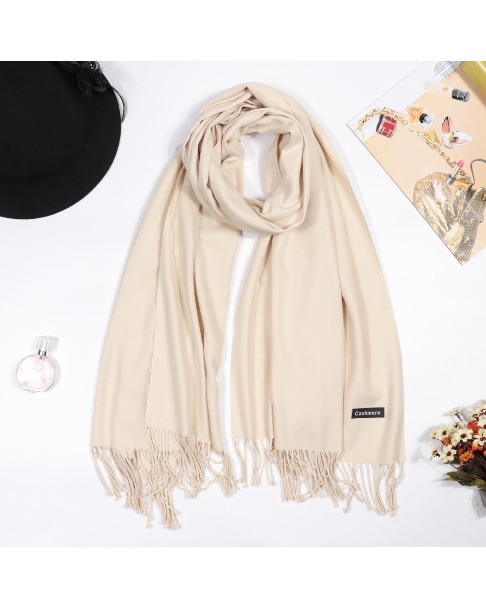 2022 Winter Cashmere Women Scarf Female Luxury Brand Scarves Lady Tassel Bandana Women Solid Shawl Wraps Foulard Tippet front-4