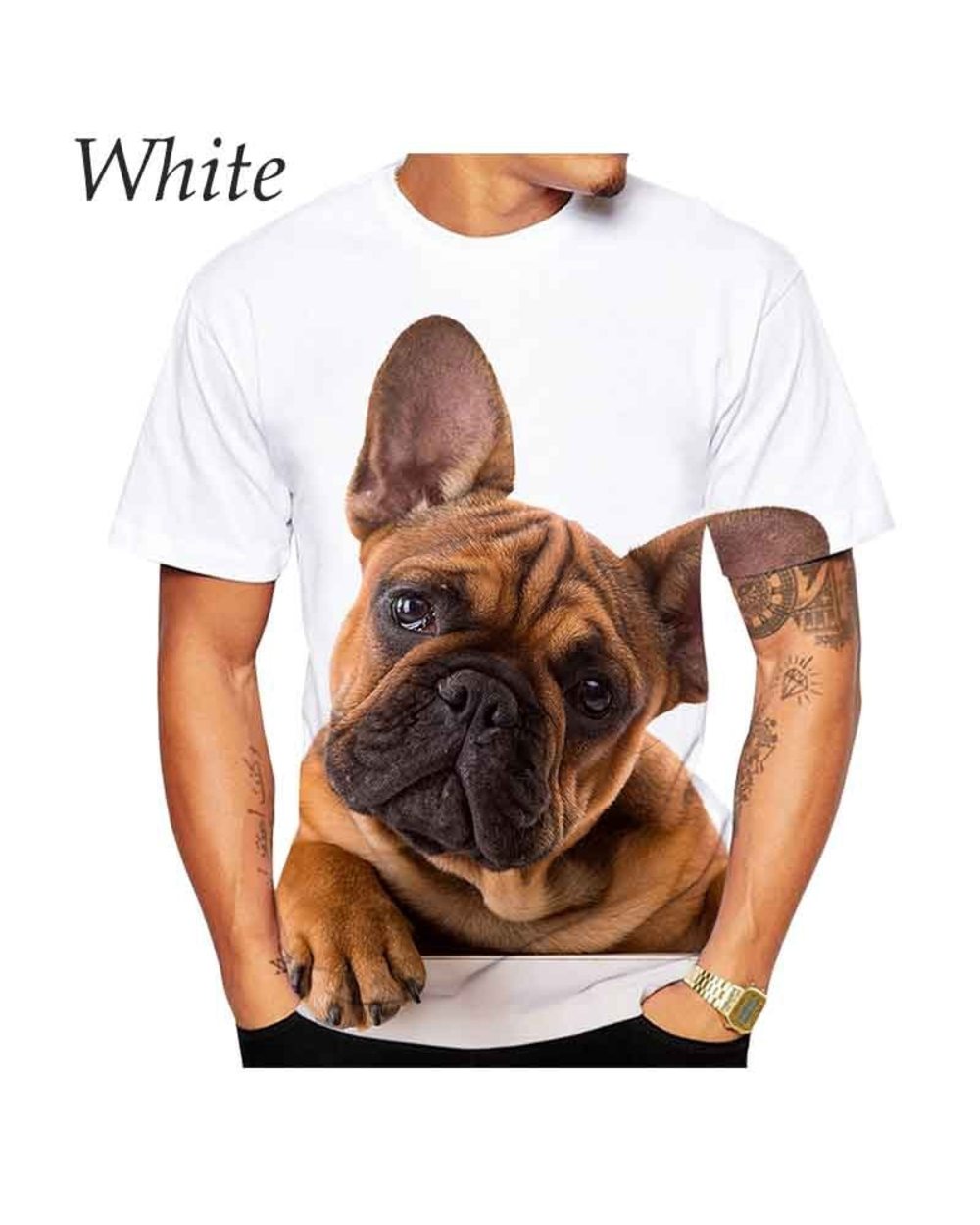 Unisex Cute Bulldog 3D Printed Cute T-shirt Fitness Short Sleeve Tops Tee front-3