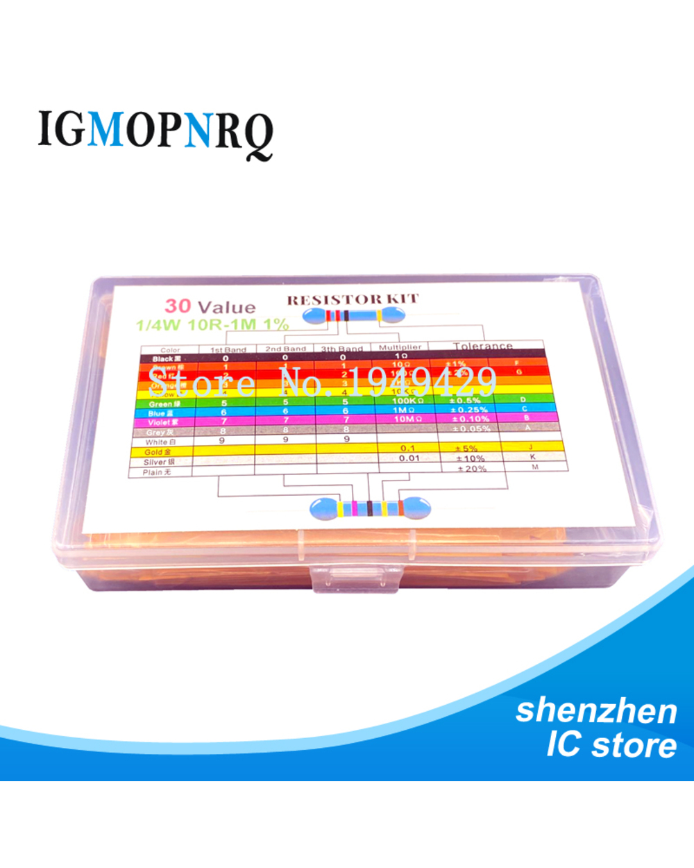 600Pcs 1/4W Metal Film Resistor Kit Box 1% Resistor Assorted Kit Set 10R -1M Ohm Resistance Pack 30 Values Each 20 Pcs front-0