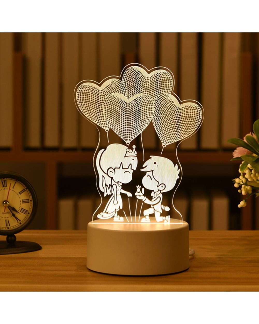 Romantic Love 3D Lamp Heart-shaped Balloon Acrylic LED Night Light Decorative Table Lamp Valentine Day Gift front-5