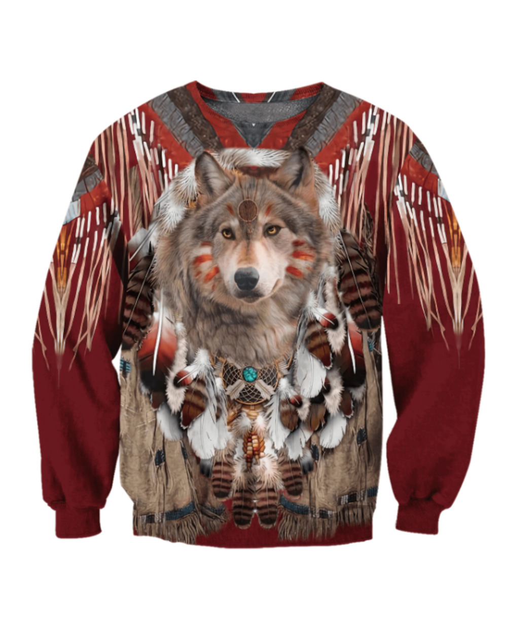 Beautiful Tribal Native Wolf 3D All Over Printed Men Hoodie Autumn Unisex Sweatshirt Zip Pullover Casual Streetwear VG06 front-3