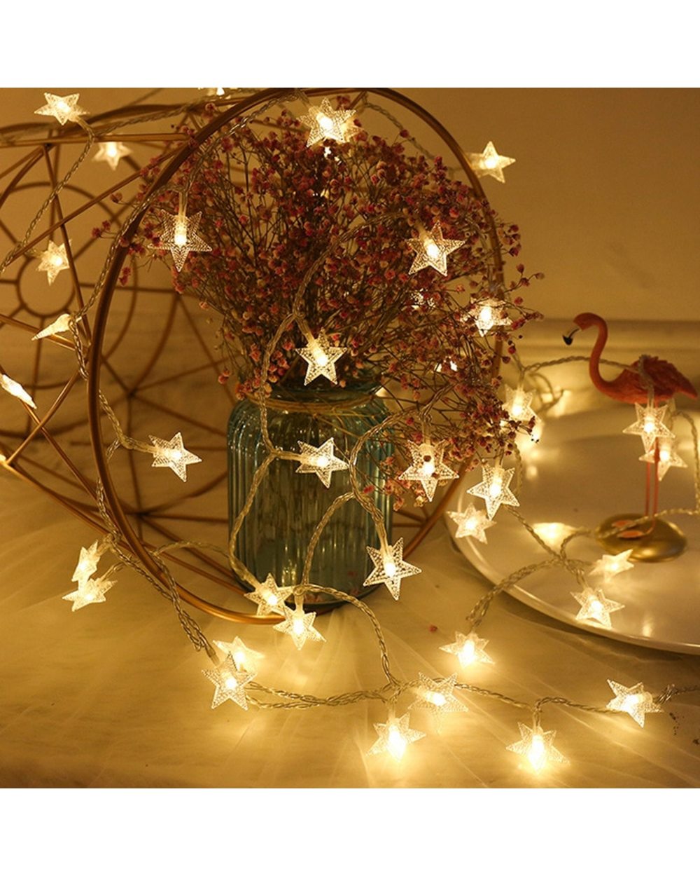 Star String Light LED Christmas Wreath Fairy String Light 2.5M Outdoor Indoor Bedroom Home Party Wedding Decoration front-4