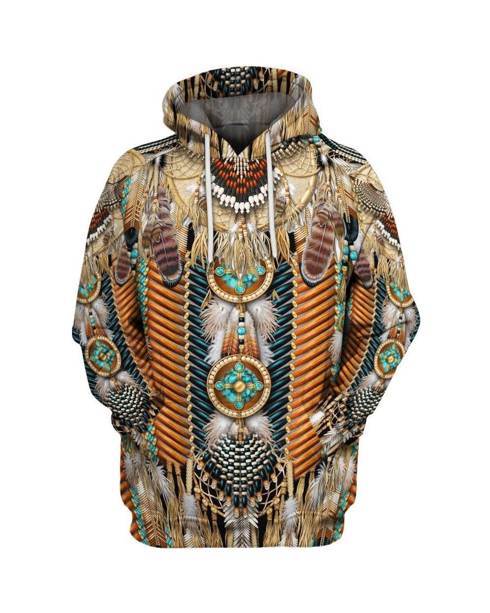 3D Print Hooded Native American Pattern front-3
