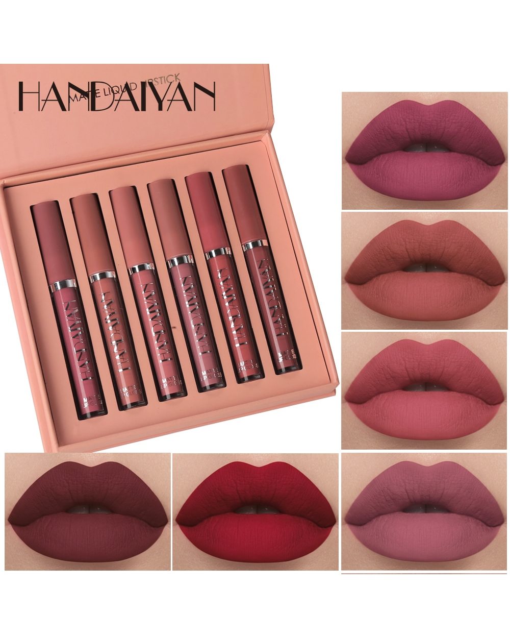 HANDAIYAN Lipgloss Cosmetics Liquid Lipstick Matte Lip Gloss Waterproof Long Lasting Moisturizing Day Lip Makeup front-0